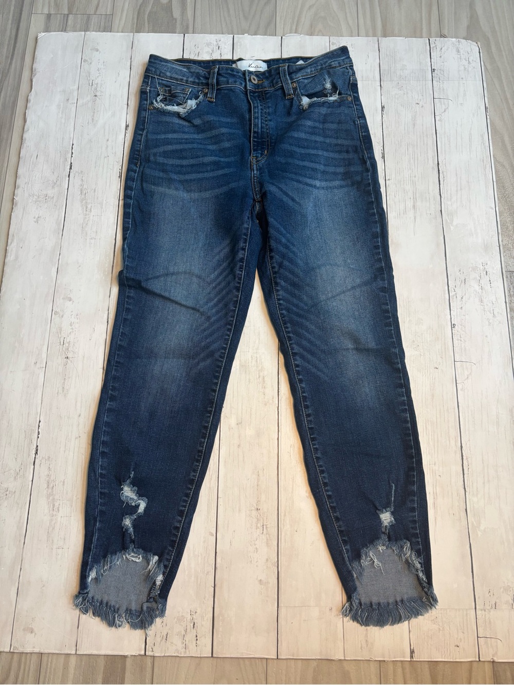 Womens KanCan Dark Blue Distressed Ankle Jeans